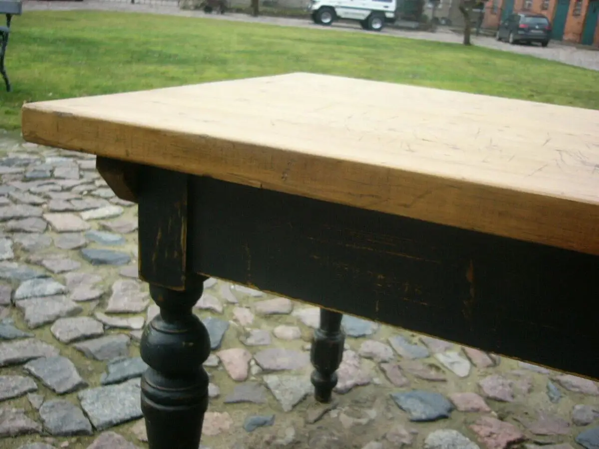 Tisch Gesindetisch antik Weichholz Gründerzeit 235 cm lang um 1900 Jhd. 2