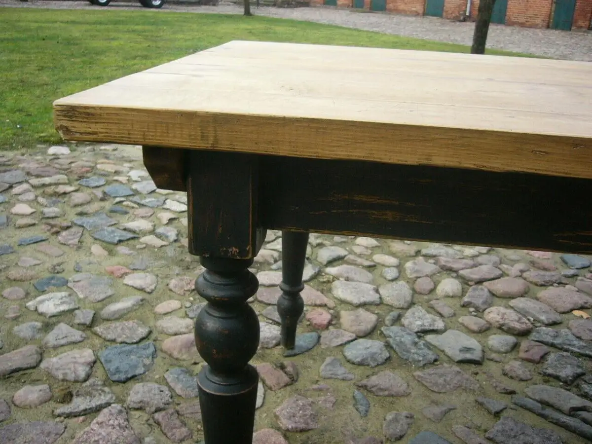 Tisch Gesindetisch Gründerzeit antik im Shabby Look Weichholz um 1900 Jhd. 2
