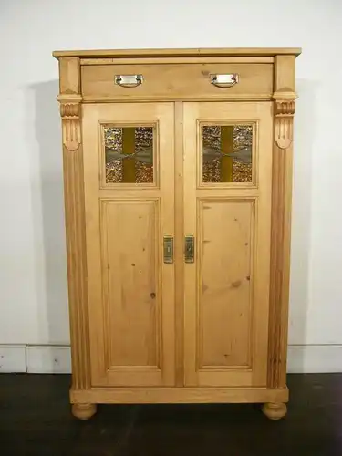 Vertiko antik Bleiglas Gründerzeit Weichholz um 1900 Jhd.