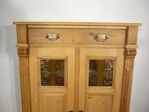 Vertiko antik Bleiglas Gründerzeit Weichholz um 1900 Jhd.