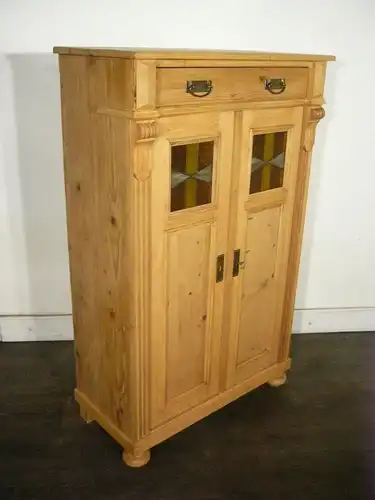 Vertiko antik Bleiglas Gründerzeit Weichholz um 1900 Jhd.