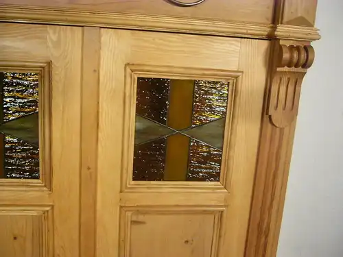 Vertiko antik Bleiglas Gründerzeit Weichholz um 1900 Jhd.