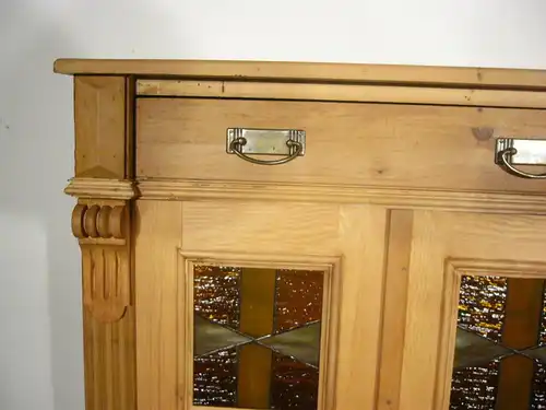 Vertiko antik Bleiglas Gründerzeit Weichholz um 1900 Jhd.