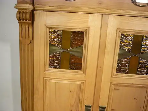 Vertiko antik Bleiglas Gründerzeit Weichholz um 1900 Jhd.