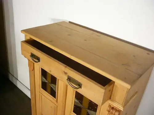 Vertiko antik Bleiglas Gründerzeit Weichholz um 1900 Jhd.