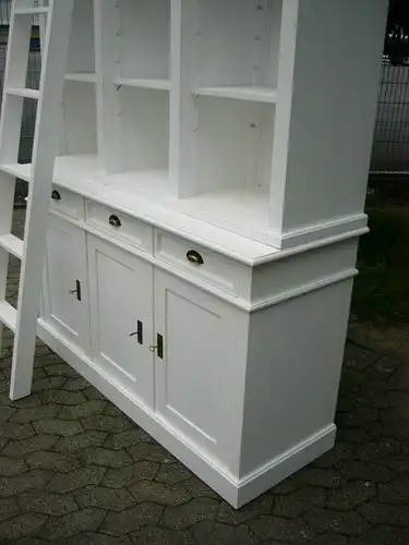 Bibliothek Bücherschrank Bücherwand Shabby Look Landhaus weiß
