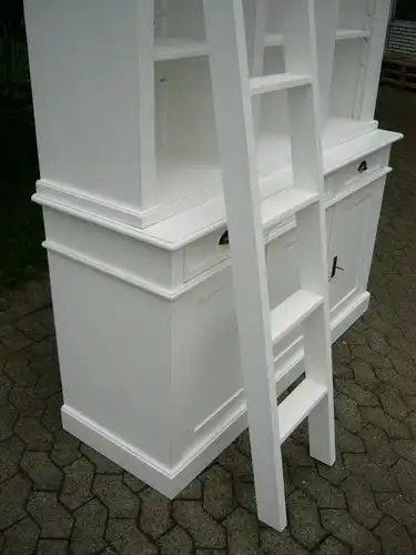 Bibliothek Bücherschrank Bücherwand Shabby Look Landhaus weiß