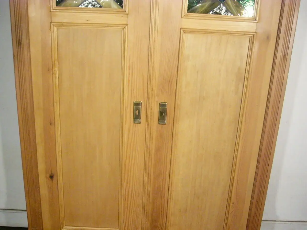 Schrank antik Gründerzeit Weichholz Bleiglas zerlegbar um 1900 Jhd. 4