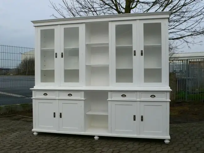 Ladenvitrine Bücher Vitrine im Shabby Look Landhaus massiv Ladenschrank 0