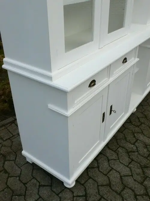 Ladenvitrine Bücher Vitrine im Shabby Look Landhaus massiv Ladenschrank 1