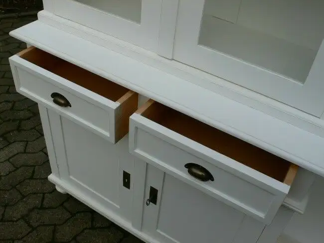 Ladenvitrine Bücher Vitrine im Shabby Look Landhaus massiv Ladenschrank 10