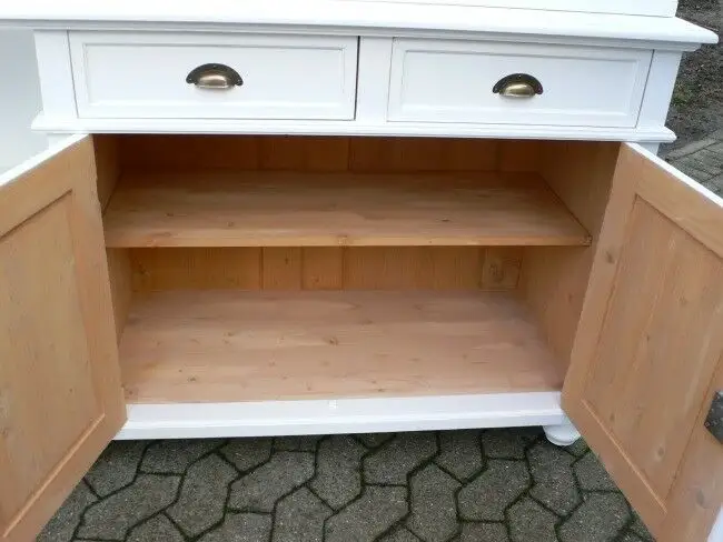 Ladenvitrine Bücher Vitrine im Shabby Look Landhaus massiv Ladenschrank 11