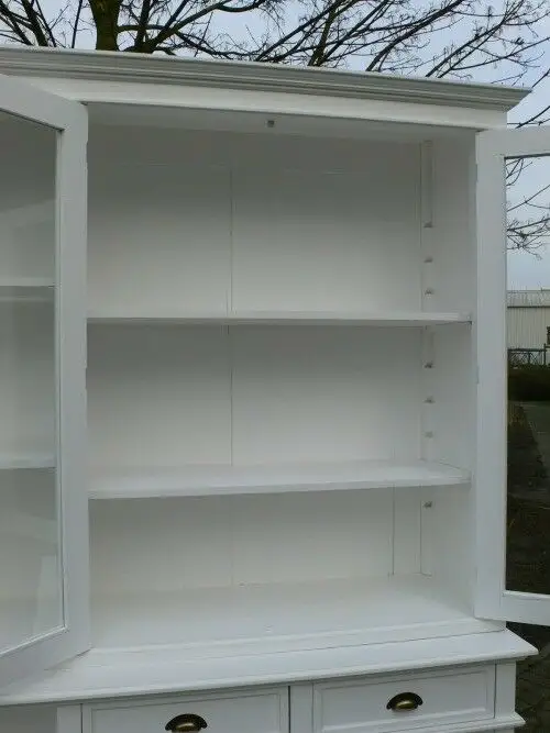 Ladenvitrine Bücher Vitrine im Shabby Look Landhaus massiv Ladenschrank 2