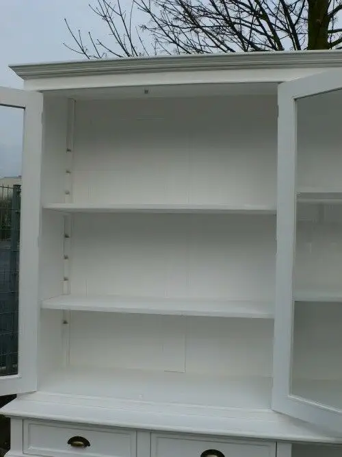 Ladenvitrine Bücher Vitrine im Shabby Look Landhaus massiv Ladenschrank 3