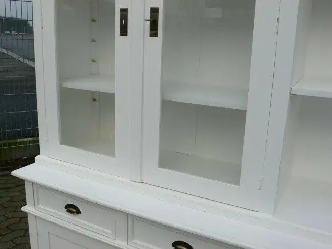 Ladenvitrine Bücher Vitrine im Shabby Look Landhaus massiv Ladenschrank 6