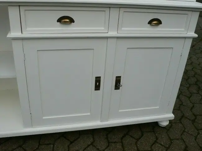 Ladenvitrine Bücher Vitrine im Shabby Look Landhaus massiv Ladenschrank 8