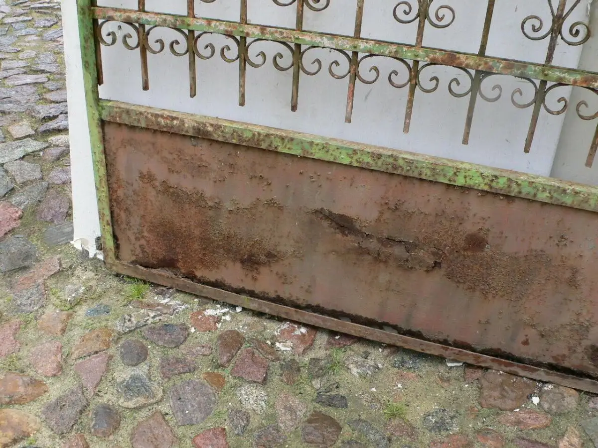 Tor Schmiedeeisen Jugendstil Einfahrt mit Seiten Tor antik um 1900 Jhd. 11