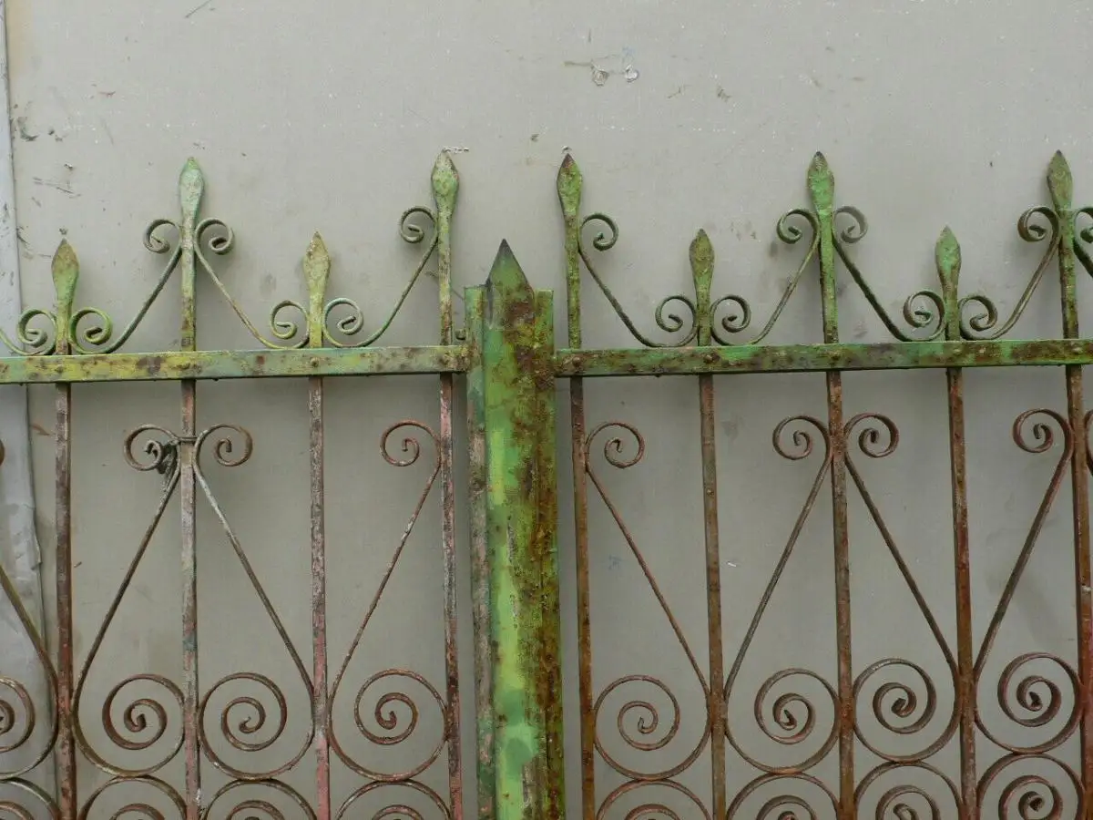 Tor Schmiedeeisen Jugendstil Einfahrt mit Seiten Tor antik um 1900 Jhd. 5