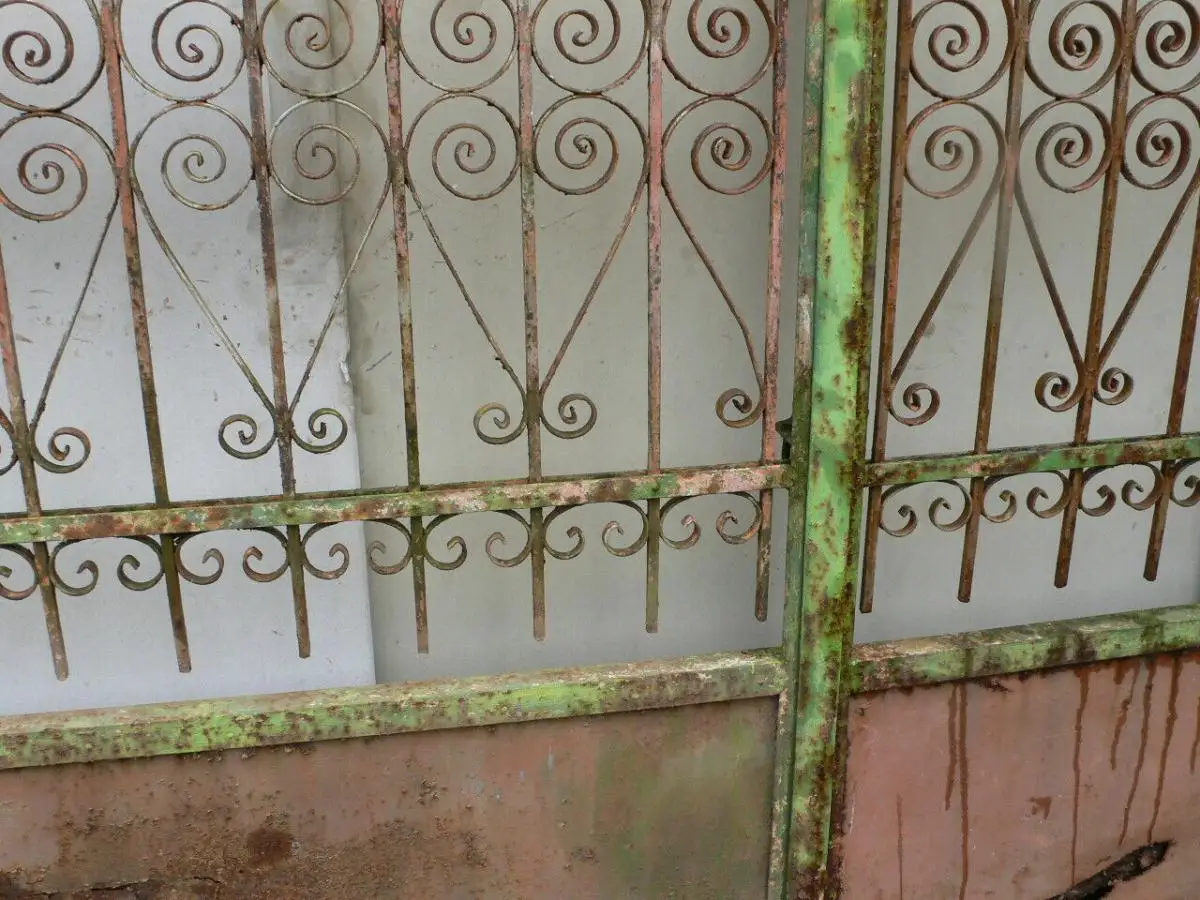 Tor Schmiedeeisen Jugendstil Einfahrt mit Seiten Tor antik um 1900 Jhd. 9