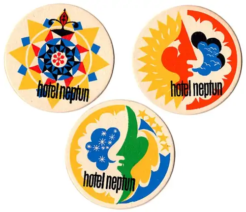 DDR - 3 verschiedene original Bierdeckel aus dem &quot;Hotel Neptun&quot; in Rostock