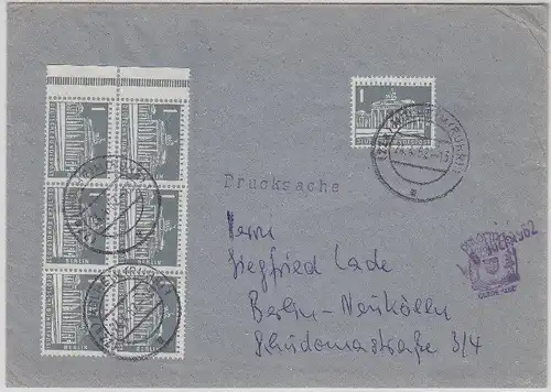 Berlin -  7x1 Pfg. Stadtbilder (6er-Block u.a.) Drucksackenbrief Mülheim 1962
