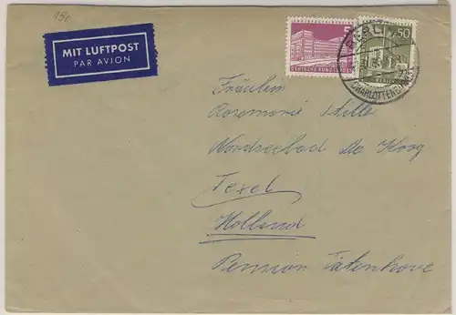 Berlin - 50+5 Pfg. Stadtbilder Luftpostbrief n. HOLLAND Charlottenburg 1960