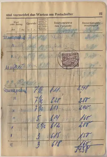 Berlin - 15 Pfg. Bauten I Einlieferungsbuchseite Berlin SW77 - 1951