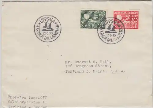Schweden - Uppsala X. Int. Ornithologen Kongress 1950 SST Brief n. USA 1950