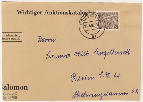 Berlin - 15 Pfg. Bauten I Drucksache bis 100g (Vds.) Berlin SW11 1956