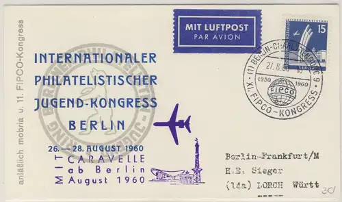 Berlin  - XI. FIPCO-Kongress 1960 Lupo-Sonderkarte SST n. Lorch Sonderflug