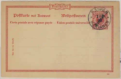 Marianen - 10 Pfg. Krone/Adler Überdruck-GA-Karte/Frageteil, Saipan 1900