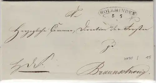 Braunschweig - Holzminden 5/5 (1851), Sonderform a. Dienstbrief n. Braunschweig