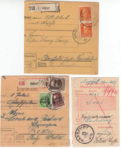 Bayern/DR - Hassfurt, 13 Heimatbelege 1868 - 1951 (inkl. 2 Ansichtskarten)