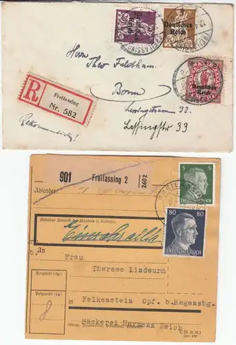 DR/BRD - Freilassing, 6 Heimatbelege 1921-1985