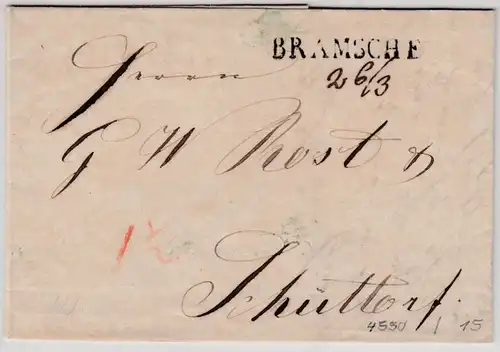 Hannover - Bramsche 26/3 (1848), L1 a. Portobrief n. Schüttorf, mit Inhalt
