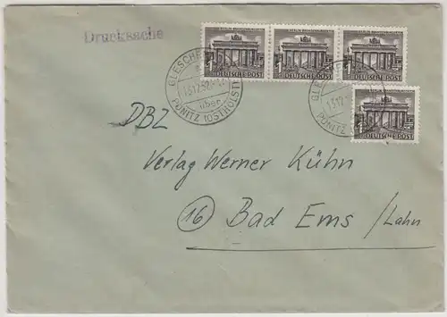 BRD - Gleschendorf ü. Pönitz 1952, Tagesstpl./PSt I Drucksache n. Bad Ems
