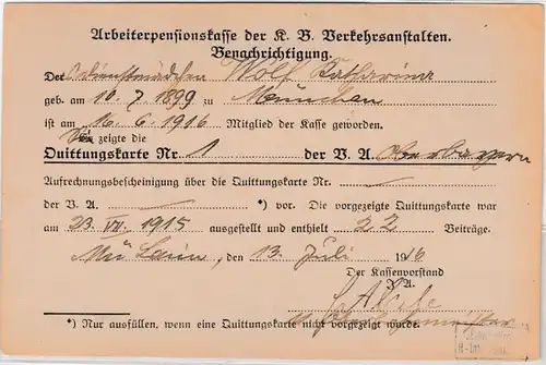 Bayern - 5 Pfg. Ludwig/E-Lochung, Orts-Dienstpostkarte München 1916
