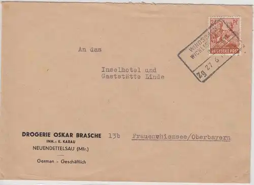 All.Bes./Kontrollrat - Windsbach - Wicklesgreuth Bahnpost Zg 27_6, Brief 1948 v.