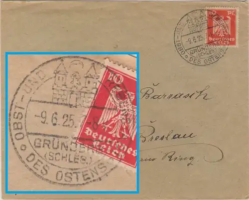 DR - Grünberg (Schlesien) Obst- und Regenstadt des Ostens, Brief n. Breslau 1925