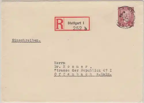 DR - 60 Pfg. Stephan y-Papier Einschreibebrief Stuttgart - Offenbach 1929