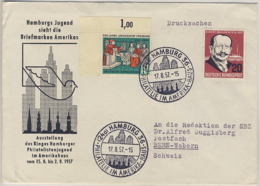 Brd Hamburg 36 Philatelie Im Amerika Haus Sst A Illustr