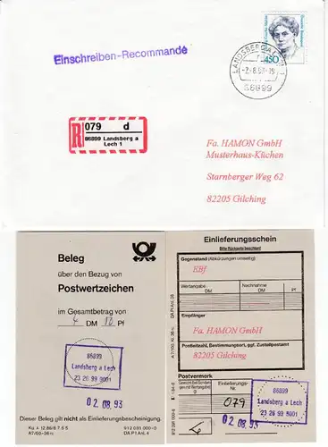 BRD - 450 Pfg. Frauen, Einschreibebrief Landsberg (Lech) - Gilching 1993