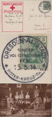 DR - Dresden Altstadt Kinder Volkstrachten Fest Roter Kreuz Tag 1914 SST Karte