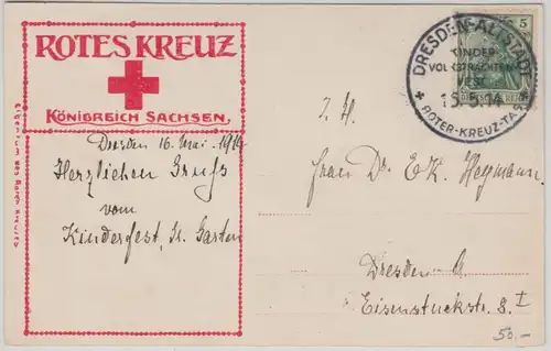 DR - Dresden Altstadt Kinder Volkstrachten Fest Roter Kreuz Tag 1914 SST Karte