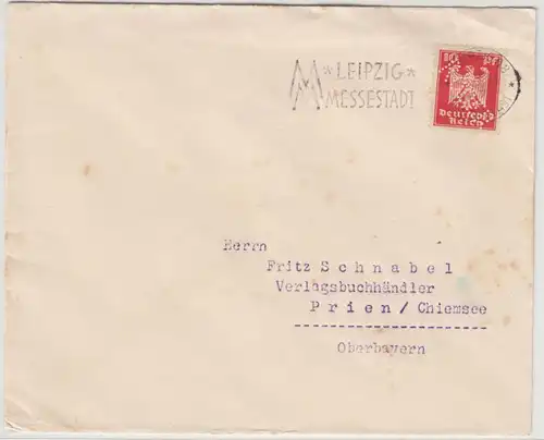 DR - 10 Pfg. Adler/Perfin "Röder", Brief Leipzig - Prien 1926