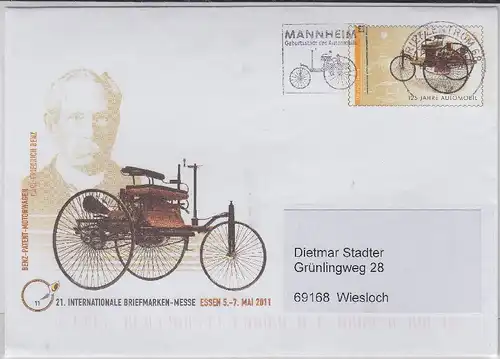 BRD - 55 C. Sonderganzsache Umschlag 125 J. Automobil Briefzentrum 68 2011