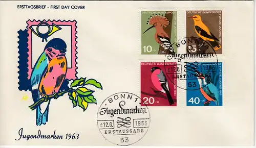 BRD - Jugend 1963 (Vögel), Schmuck-FDC + ESST Bonn