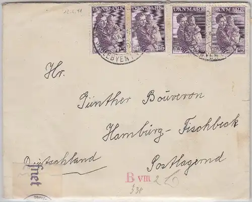 Dänemark - 4x10 Ö. Kinderhilde Zensurbrief Tarm Hamburg/postlagernd 1941 Inhalt