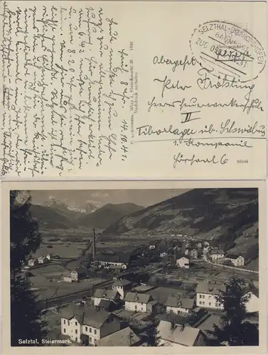 DR - Bahnpost Selzthal-Bischofshofen, Zug 917, Karte Selzthal - Schwiebus 1941
