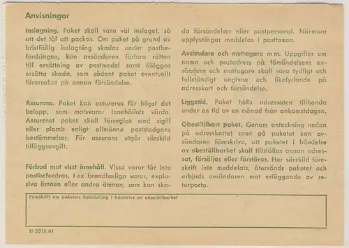 Schweden - 3x6 Kr. Freimarke Salvatortaler Paketkarte Söraker - Älvsjö 1974